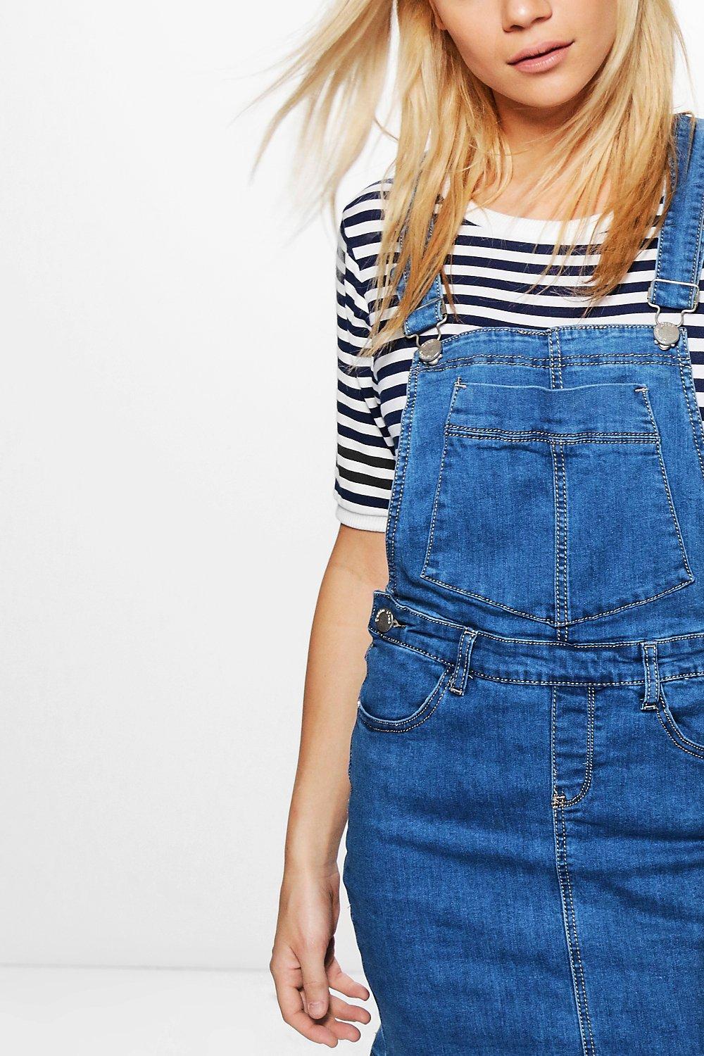 Penny Stretch Denim Pinafore Dress